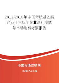 2012-2018年中国苯胺基乙腈产业十大标竿企业盈利模式与市场消费考察报告 2012-2018年中国苯胺基乙腈产业十大标竿企业盈利模式与市场消费考察报告