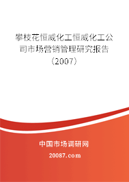 攀枝花恒威化工恒威化工公司市场营销管理研究报告（2007）