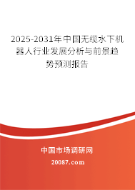 2025-2031年中国无缆水下机器人行业发展分析与前景趋势预测报告 2025-2031年中国无缆水下机器人行业发展分析与前景趋势预测报告