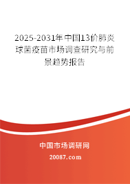2025-2031年中国13价肺炎球菌疫苗市场调查研究与前景趋势报告