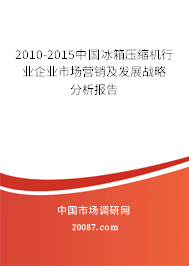 2010-2015中国冰箱压缩机行业企业市场营销及发展战略分析报告