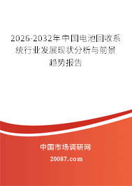 2026-2032年中国电池回收系统行业发展现状分析与前景趋势报告 2026-2032年中国电池回收系统行业发展现状分析与前景趋势报告