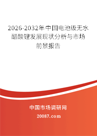 2026-2032年中国电池级无水醋酸锂发展现状分析与市场前景报告