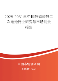 2025-2031年中国锂磷酸铁二次电池行业研究与市场前景报告