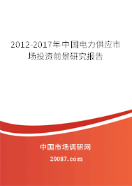 2012-2017年中国电力供应市场投资前景研究报告