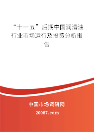 “十一五”后期中国润滑油行业市场运行及投资分析报告