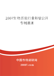 2007生物质能行业新增公开专利速递