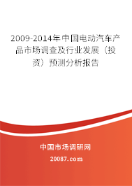 2009-2014年中国电动汽车产品市场调查及行业发展（投资）预测分析报告