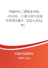 中国甲烷二磺酸亚甲酯(MMDS)行业分析与发展前景预测报告(2025-2031年) 中国甲烷二磺酸亚甲酯(MMDS)行业分析与发展前景预测报告(2025-2031年)