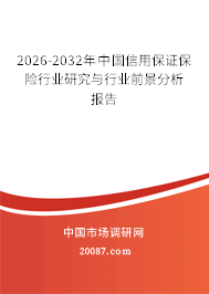 2026-2032年中国信用保证保险行业研究与行业前景分析报告