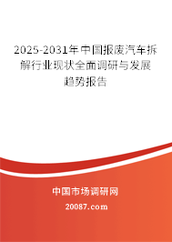 2025-2031年中国报废汽车拆解行业现状全面调研与发展趋势报告