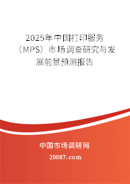 2025年中国打印服务（MPS）市场调查研究与发展前景预测报告