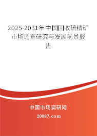 2025-2031年中国回收硫精矿市场调查研究与发展前景报告 2025-2031年中国回收硫精矿市场调查研究与发展前景报告
