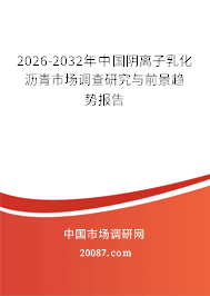 2026-2032年中国阴离子乳化沥青市场调查研究与前景趋势报告 2026-2032年中国阴离子乳化沥青市场调查研究与前景趋势报告