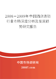 2008－2009年中国酒店连锁行业市场深度分析及发展趋势研究报告