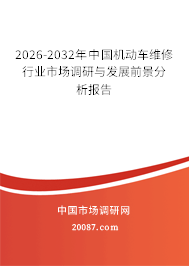 2026-2032年中国机动车维修行业市场调研与发展前景分析报告