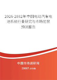 2026-2032年中国电动汽车电池系统行业研究与市场前景预测报告