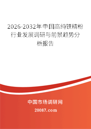 2026-2032年中国高纯铁精粉行业发展调研与前景趋势分析报告 2026-2032年中国高纯铁精粉行业发展调研与前景趋势分析报告