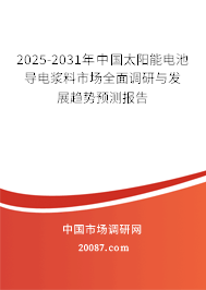 2025-2031年中国太阳能电池导电浆料市场全面调研与发展趋势预测报告