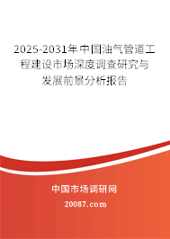 2025-2031年中国油气管道工程建设市场深度调查研究与发展前景分析报告