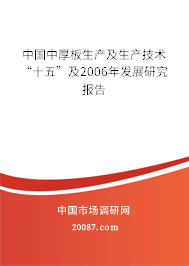 中国中厚板生产及生产技术“十五”及2006年发展研究报告
