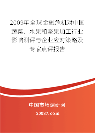 2009年全球金融危机对中国蔬菜、水果和坚果加工行业影响测评与企业应对策略及专家点评报告