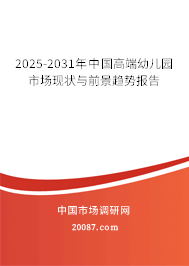 2025-2031年中国高端幼儿园市场现状与前景趋势报告