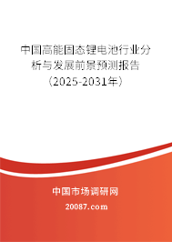中国高能固态锂电池行业分析与发展前景预测报告(2023-2029年) 中国高能固态锂电池行业分析与发展前景预测报告(2023-2029年)