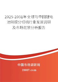 2025-2031年全球与中国锂电池隔膜分切机行业发展调研及市场前景分析报告 2025-2031年全球与中国锂电池隔膜分切机行业发展调研及市场前景分析报告