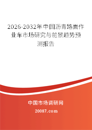 2026-2032年中国沥青路面作业车市场研究与前景趋势预测报告