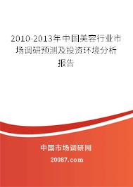 2010-2013年中国美容行业市场调研预测及投资环境分析报告
