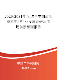 2025-2031年全球与中国高功率蓄电池行业发展调研及市场前景预测报告