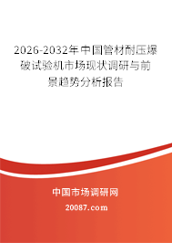 2026-2032年中国管材耐压爆破试验机市场现状调研与前景趋势分析报告