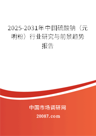 2025-2031年中国硫酸钠(元明粉)行业研究与前景趋势报告 2025-2031年中国硫酸钠(元明粉)行业研究与前景趋势报告
