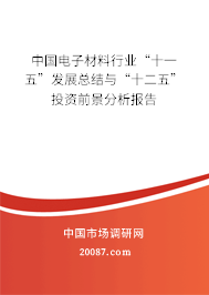 中国电子材料行业“十一五”发展总结与“十二五”投资前景分析报告