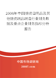 2008年中国搪瓷日用品及其他搪瓷制品制造行业财务数据及重点企业财务指标分析报告