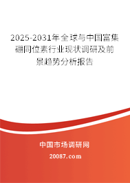 2025-2031年全球与中国富集硼同位素行业现状调研及前景趋势分析报告