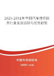 2025-2031年中国汽车维修保养行业发展调研与前景趋势 2025-2031年中国汽车维修保养行业发展调研与前景趋势